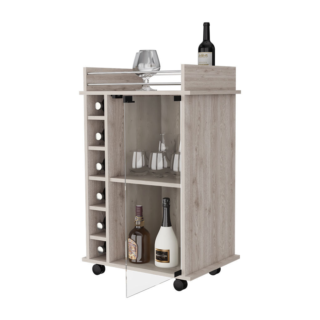 Vegas Bar Cart With 2 Tier Cabinet With Glass