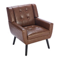 Modern Soft Leather Material Ergonomics Accent Chair Living Room Chair Bedroom Chair Home Chair With Black Legs For Indoor Home Brown Pu Brown Foam Upholstered