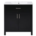 30 Inch Bathroom Vanity With Ceramic Sink And Large Storage The Perfect Choice For Small Bathrooms Black Bathroom Solid Wood Mdf