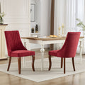 Rayon Cloth Flocking Linen Dining Chairs Channel Kitchen Dinner Chair Comfy Fabric Upholstered Accent Chair For Dining Room With Curved Solid Wood Legs,Set Of 2 Wine Red , Sw1847Wr Wine Red Light