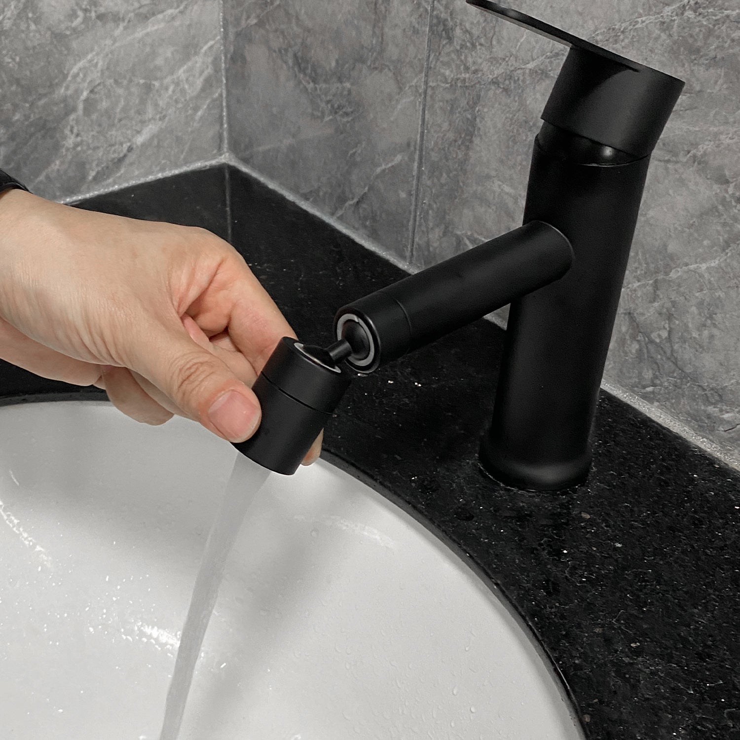 Bathroom Sink Faucet, Single Hole Bathroom Faucet Modern Single Handle Vanity Basin Faucet Matte Black Stainless Steel