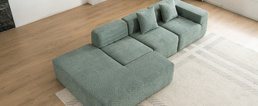 116.5" Sectional Sofa Full Compressed Sofa Couch Free Combined Sofa For Living Room, Green Green Foam Polyester 4 Seat