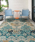 Casual, Modern, Traditional, Transitional, Oriental, Bohemian, Textured Cut Pile 9' X 12' Rectangle Area Rug Turquoise Polypropylene