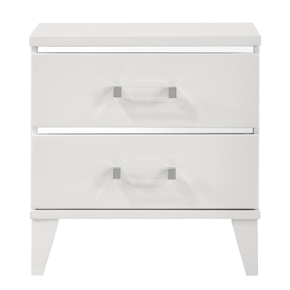 White 2 Drawer Nightstand White White 2 Drawers Bedroom Rectangle Contemporary Rubberwood Drawers White Wood Plastic