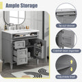 30'' Bathroom Vanity With Top Sink, Modern Bathroom Storage Cabinet With 2 Drawers And A Tip Out Drawer, Single Sink Bathroom Vanity Grey Modern Mdf Ceramic,Solid Wood Mdf