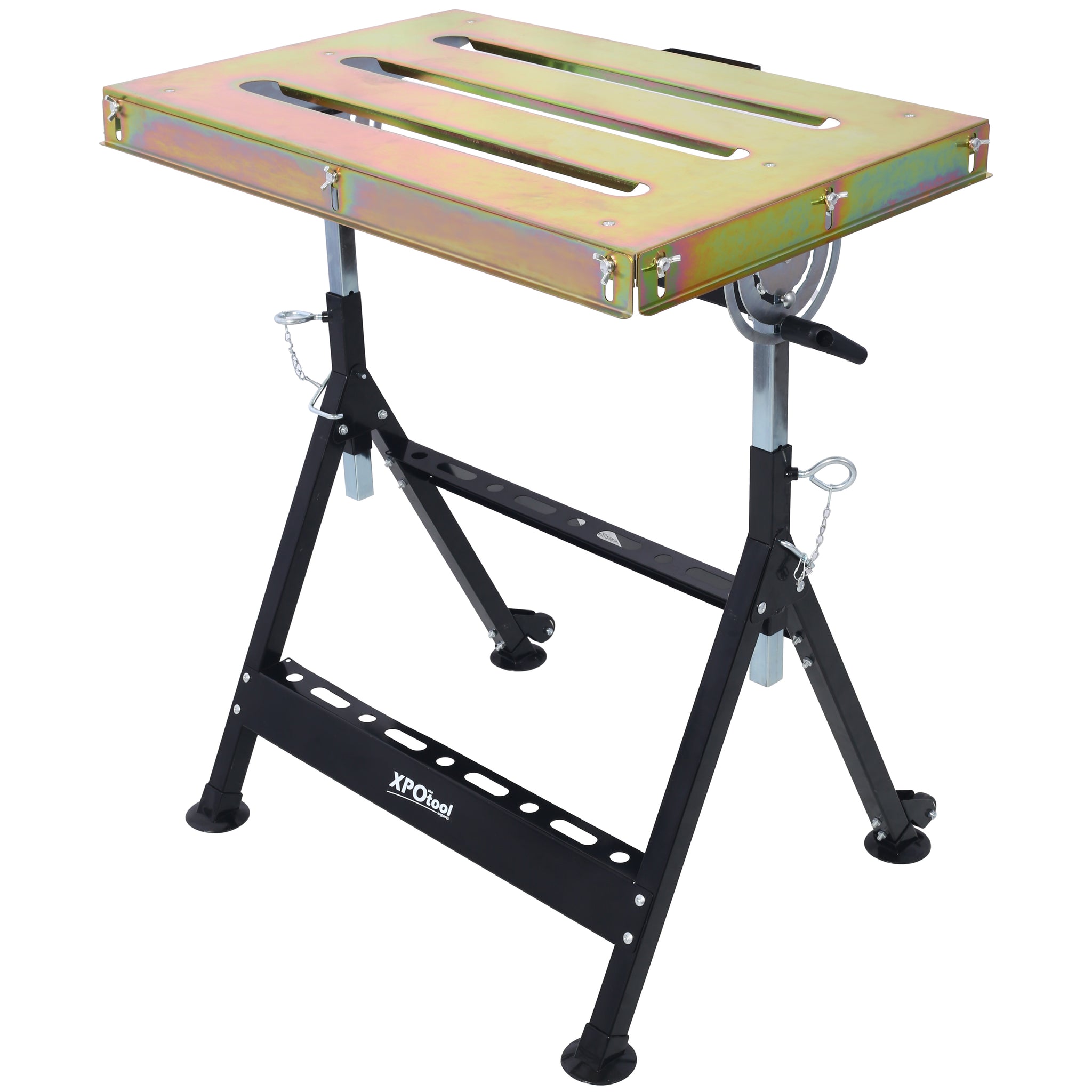 Welding Table 30"X20", 400Lbs Load Capacity Steel Welding Workbench Table On Wheels, Folding Work Bench With Three Slot,Adjustable Angle & Height Black Steel