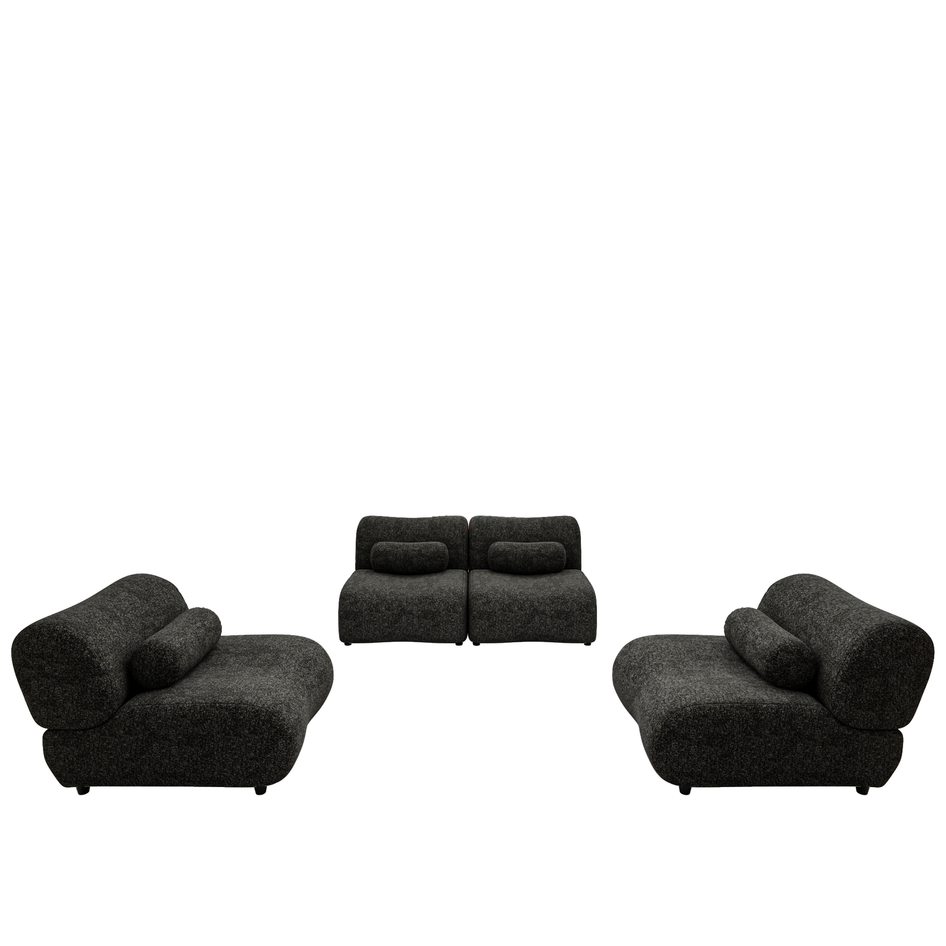 Modern Oversized Modular Sofa Set Chenille Fabric Living Room Sofa With Cylindrical Pillows, Freely Arrangeable, Perfect For Home And Lounge Spaces Black Chenille 4 Seat