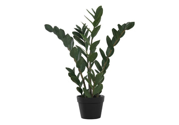 Artificial Plant, 29" Tall, Zz Tree, Indoor, Faux, Fake, Floor, Greenery, Potted, Real Touch, Decorative, Green Leaves, Black Pot Green Foam Plastic