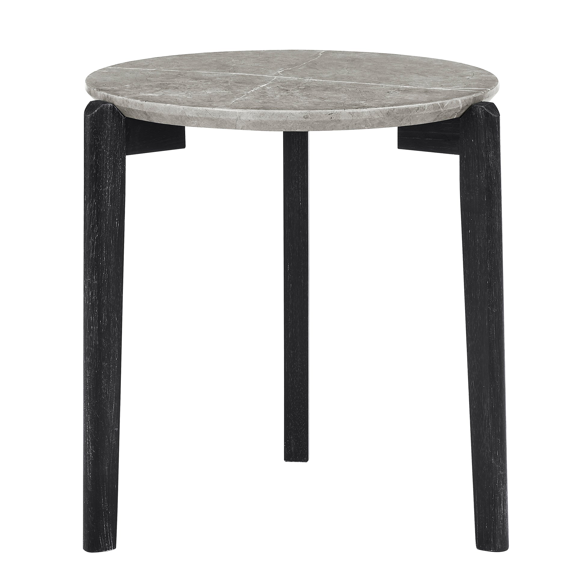 Living Room Coffee Table: Modern And Stylish 24 Inch Round Small Coffee Table, Imitation Marble Tabletop With Rubber Wood Solid Wood Legs, Wooden Coffee Table, Living Room, Office, Home Black Gray