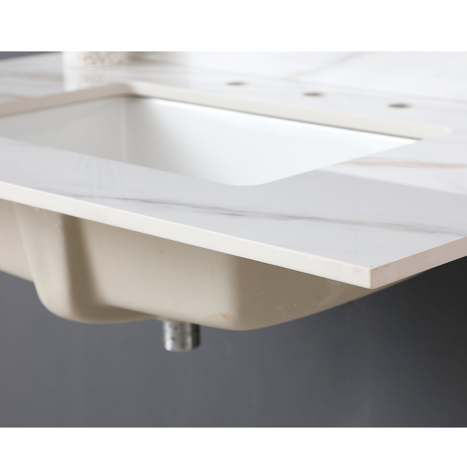 37 Inch Marble Vanity Top, Bathroom Vanity Top With Undermount Rectangular Middle Sink And 4" Height Backsplash, Pre Drilled 8 Inch Faucet Hole Spread Vanity Top, Carrara White With Veins White Marble Bathroom American Design,American Traditional