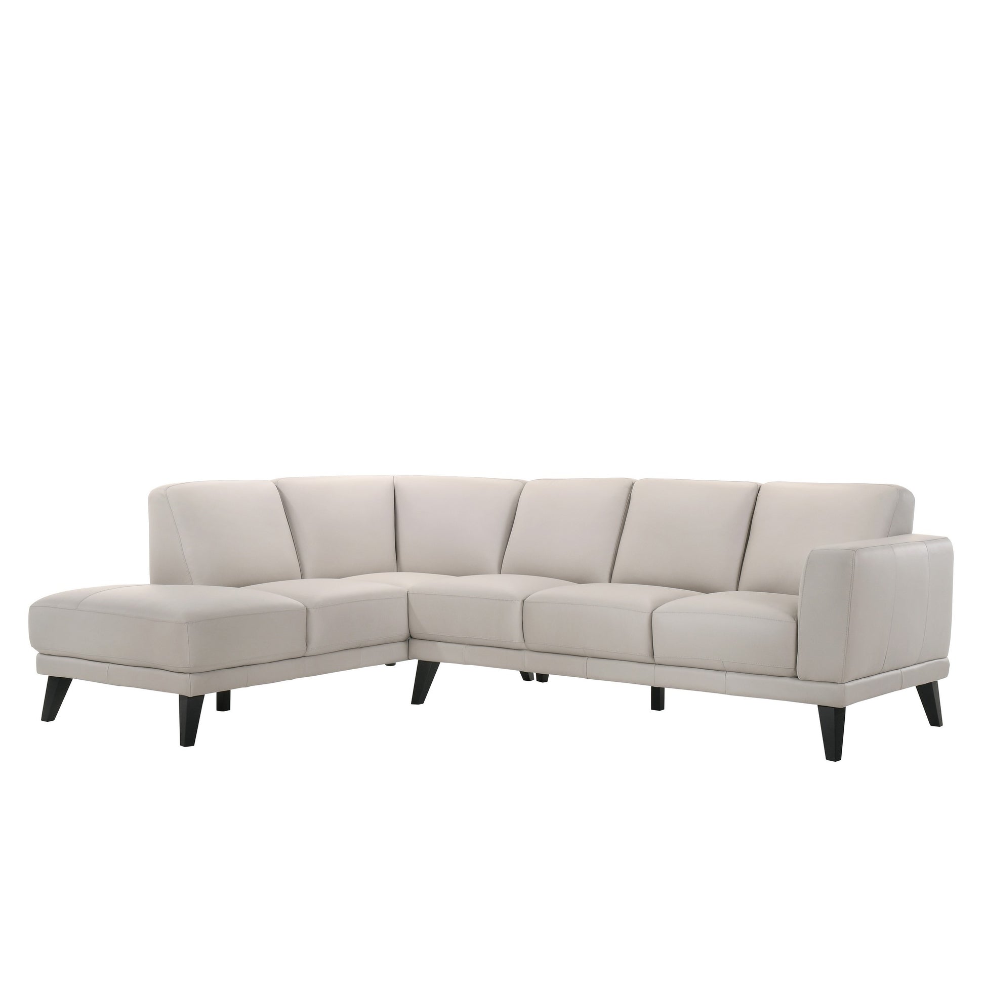 Fin 71 Inch Right Arm Facing Sofa, Mist Gray, Genuine Italian Leather Gray Wood 5 Seat