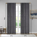 Room Darkening Poly Velvet Rod Pocket Back Tab Curtain Panel Pair 2 Pcs Window Panels Charcoal Polyester