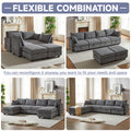 113.5'' Modular Sectiona Corduroy Sofa, Sectional Couches For Living Room U Shaped Sectional Couch With Storage Ottoman, 6 Seats Convertible Sectionals With Chaise Dark Gray Corduroy 6 Seat