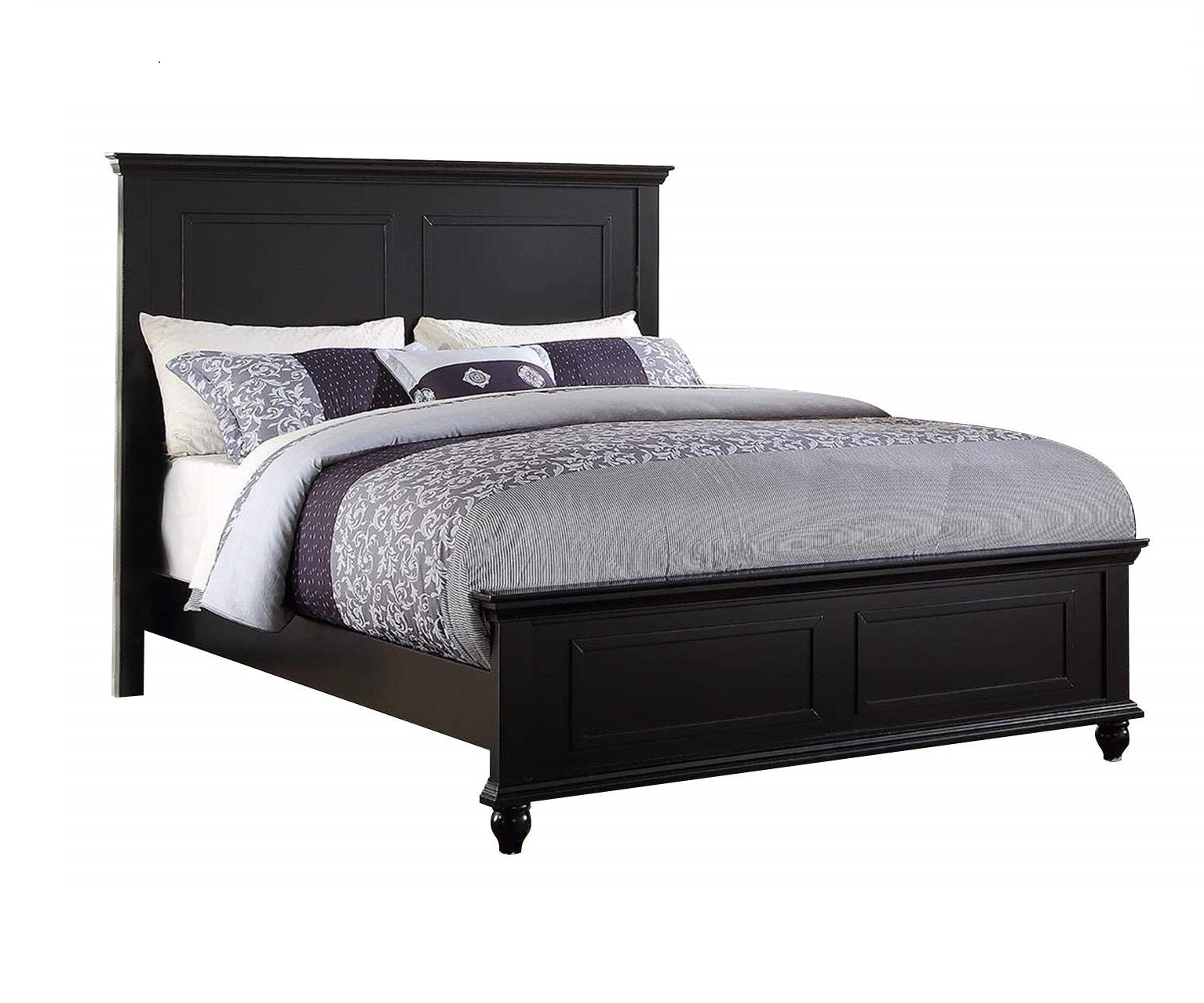 Black Color California King Size Bed Bedroom Furniture High Panel Headboard Footboard Plywood 1Pc Bedframe California King Black Wood Bedroom Contemporary,Modern,Transitional,Ultra Modern Rubberwood Bed Frame Plywood