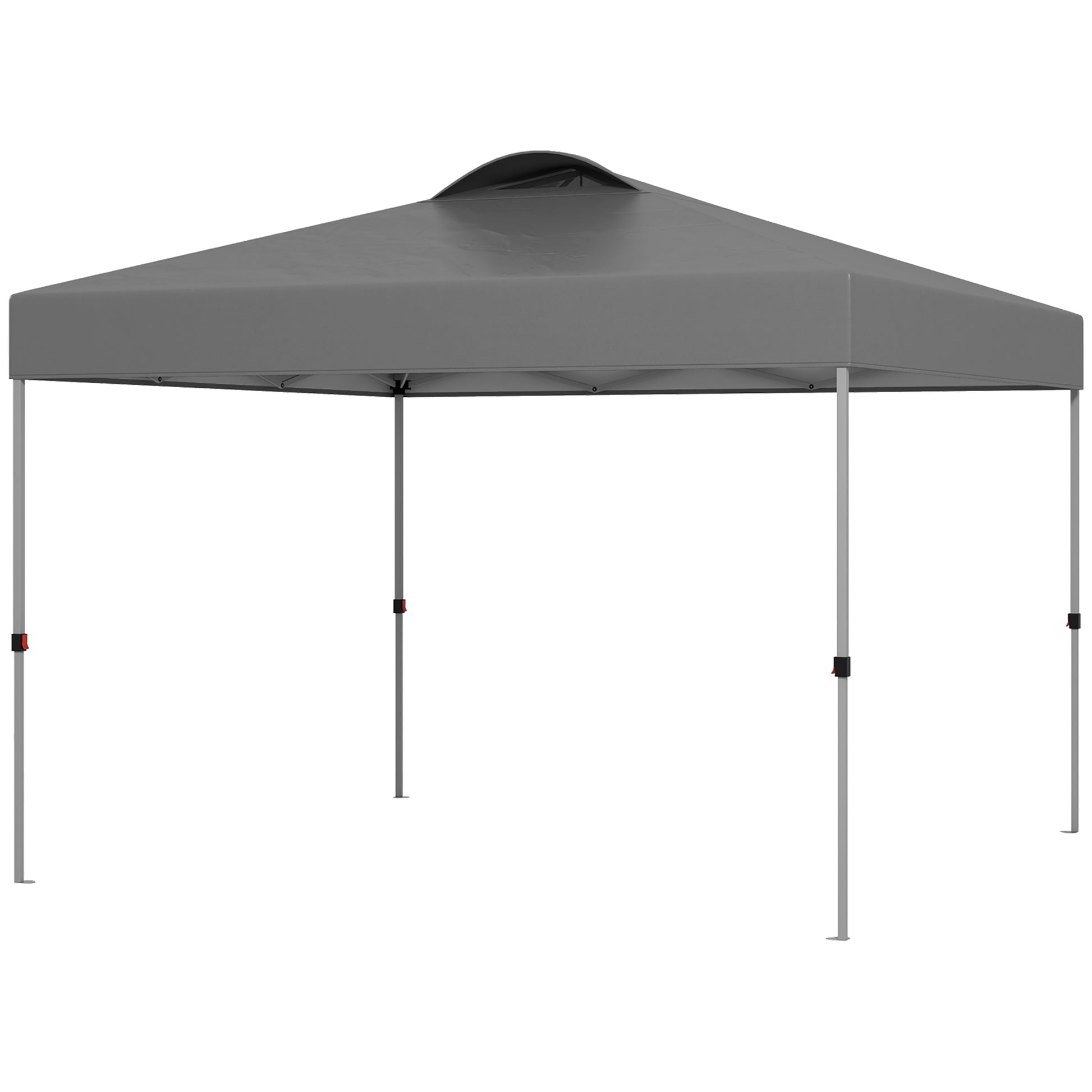 Outsunny 10' X 10' Pop Up Canopy Tent, Instant Sun Shelter With 3 Level Adjustable Height, Top Vents And Wheeled Carry Bag For Outdoor, Garden, Patio, Dark Gray Dark Grey Steel