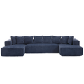 131'' Modular Sectional Couch, U Shaped Sofachaise Lounge, Striped Fabric,Upholstered 4 Seater Couch For Living Room, Bedroom, Free Combination Sofa Corduroy , Blue Blue Polyester Primary Living