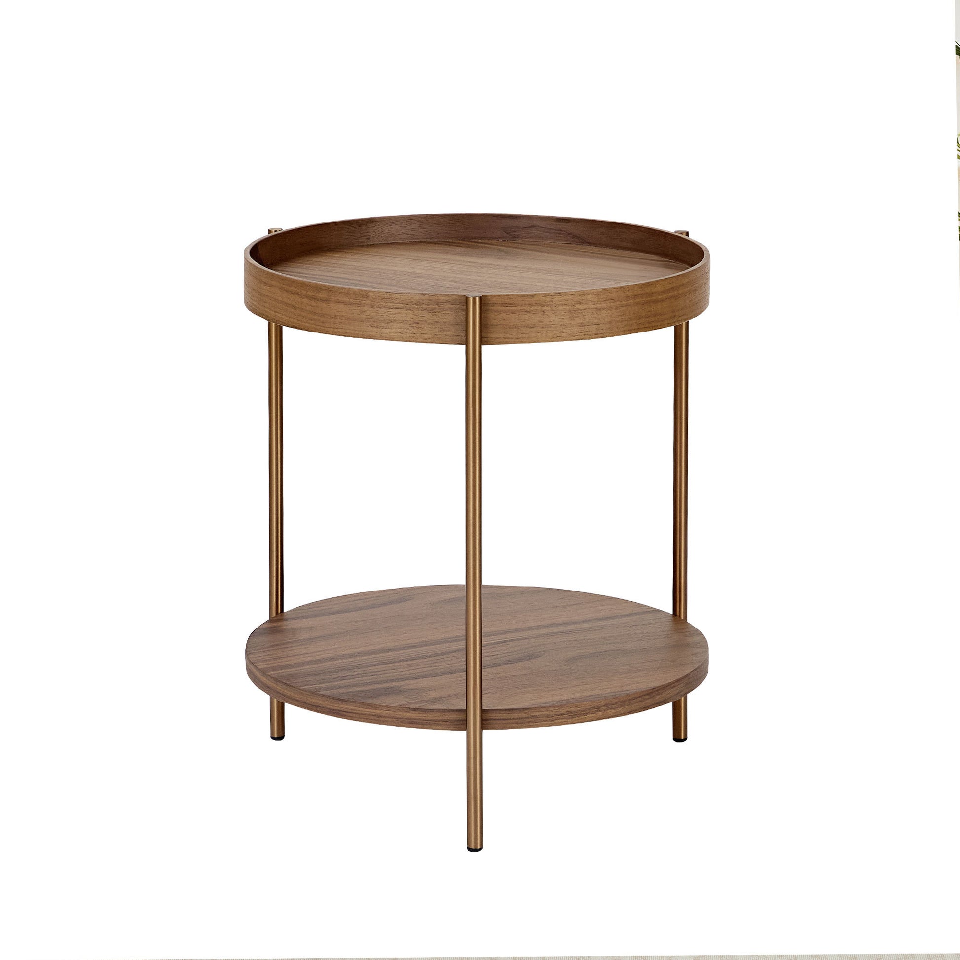 2 Piece Modern 2 Tier Round Coffee Table Set For Living Room,Easy Assembly Nesting Coffee Tables, End Side Tables For Bedroom Office Balcony Yard,Walnut Mdf Walnut Mdf Metal