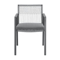 Outdoor Dining Set, Aluminum Dining Chair Set Of 6 With Rope Aluminum Dining Table, Gray Black Black Grey Aluminium