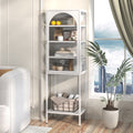 Metal Glass Door Display Storage Cabinet 5 Tier Cube Bookshelf Storage Cabinet With 3 Adjustable Shelves For Kitchen, Dining Room, Living Room, Bathroom, Home Office,White Accent Chests 1 2 Shelves Antique Antique White Primary Living Space Glass Doors