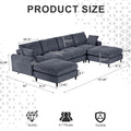 Modern Corduroy Modular Section Sofa, U Shaped Convertible L Shaped Sofa Set With Pillow, Oversized Sectional Sofa With Footstool, Suitable For Living Room, Attic, Apartment, Office Gray 6 Seat Grey