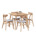 1 Table With 4 Chairs Wooden Dining Table Set, Modern Simple Design Square Kitchen Table And Fabric Upholstered Dining Chairs For Dining Room, Kitchen, Saving Space, Oak Oak Solid Wood Mdf