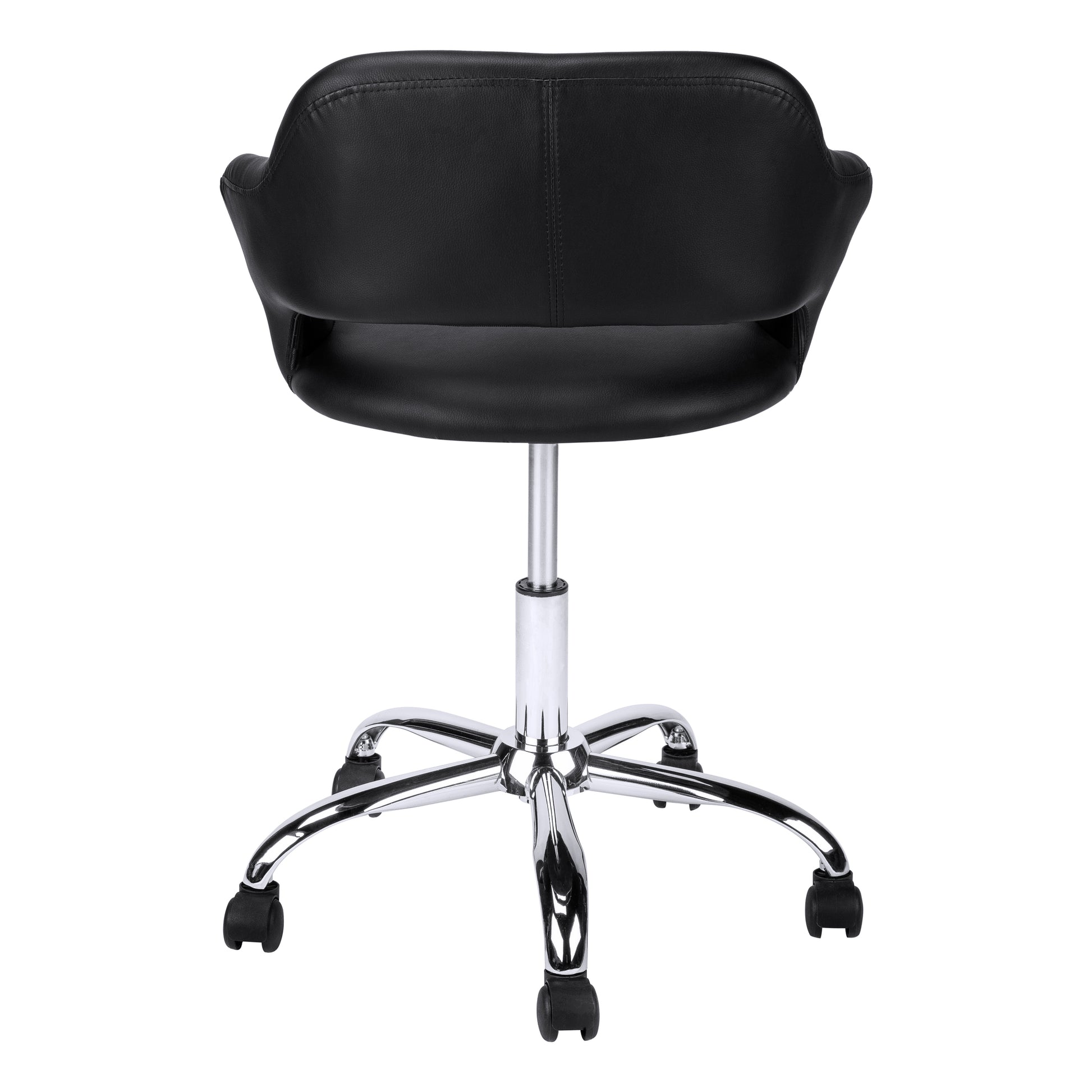 Office Chair, Adjustable Height, Swivel, Ergonomic, Armrests, Computer Desk, Work, Black Leather Look, Chrome Metal, Contemporary, Modern Black Foam Faux Leather