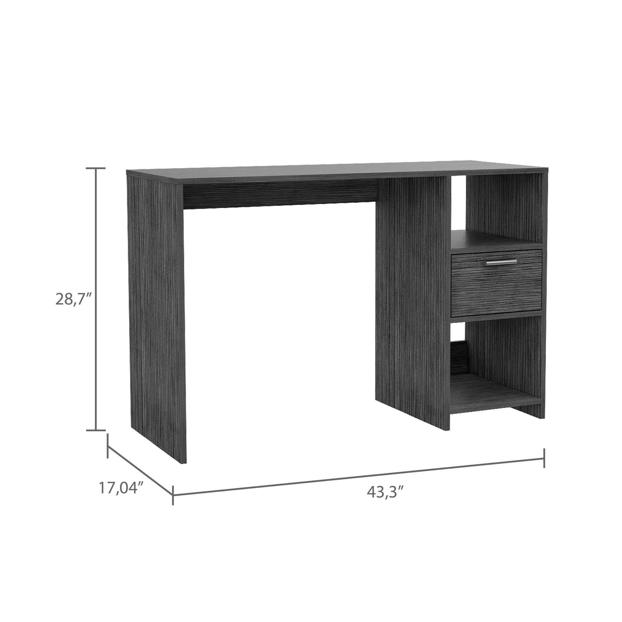 Arlington Writing Computer Desk, One Drawer, Two Shelves Gray Computer Desk Office Contemporary Rectangular Drawers Computer Tables Rectangular Melamine Engineered Wood