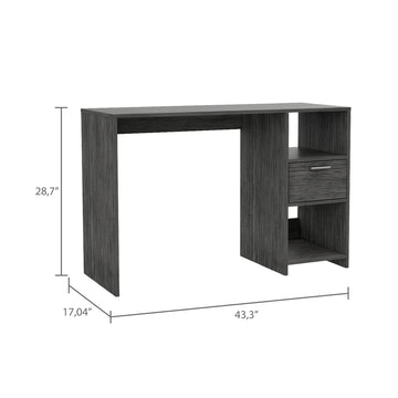 Arlington Writing Computer Desk, One Drawer, Two Shelves Gray Computer Desk Office Contemporary Rectangular Drawers Computer Tables Rectangular Melamine Engineered Wood