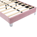 Twin Size Upholstered Bed Frame With Led Lights,Modern Velvet Platform Bed With Tufted Headboard,Pink Twin Pink Velvet