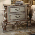 Gold Patina And Bone 2 Drawer Nightstand Gold 2 Drawers Bedroom Rectangle Rustic Felt Lined Drawers Solid Wood Mdf