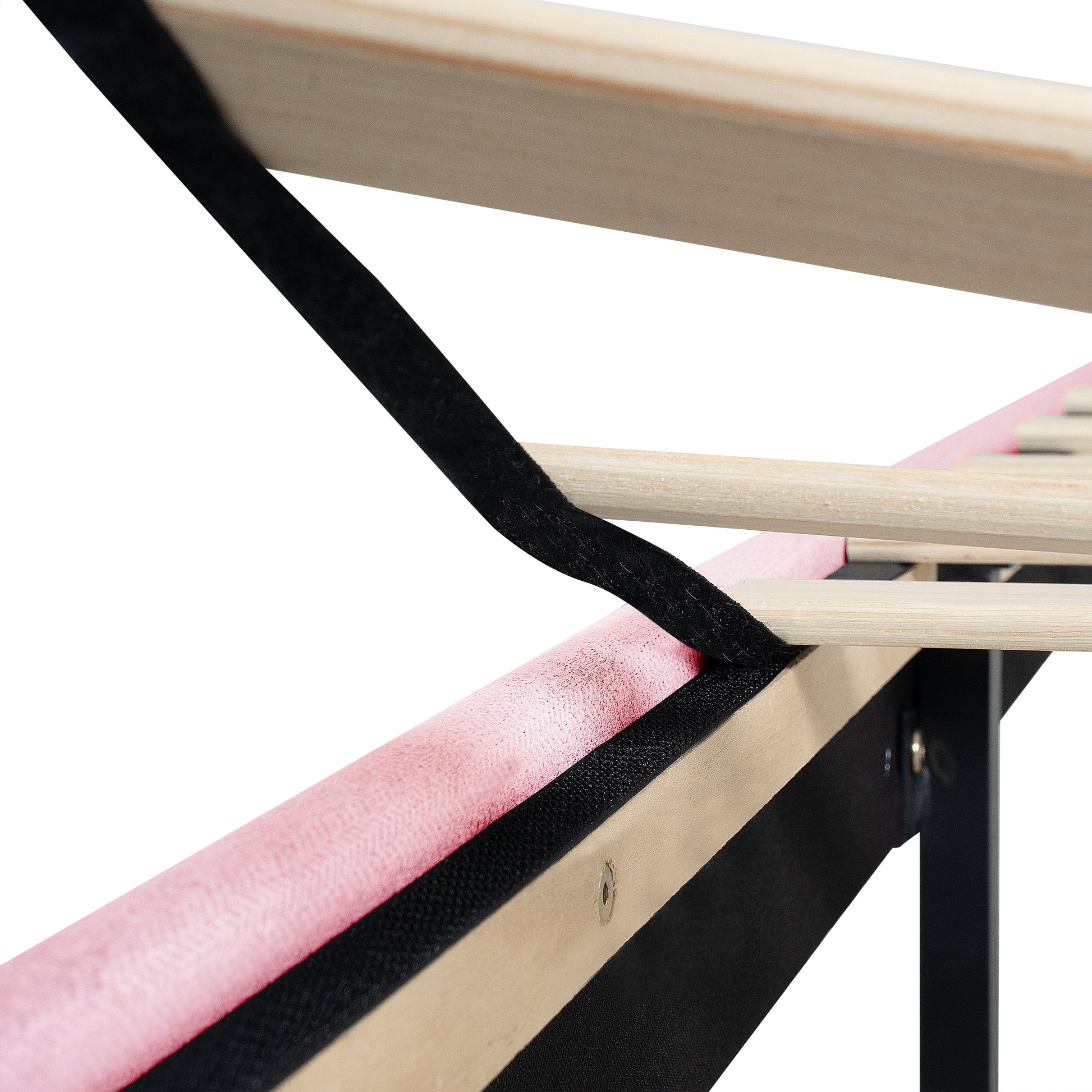 Queen Size Upholstered Platform Bed Frame With Modern Button Tufted Linen Fabric Headboard, No Box Spring Needed, Wood Slat Support, Easy Assembly, Pink Queen Pink Linen