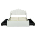 Full Size Upholstered Platform Bed With 4 Drawers And 2 Usb, Beige Box Spring Not Required Full Beige Wood Bedroom Bed Frame Polyester Upholstered