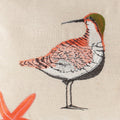 Vira 20 Inch Throw Pillow, Hand Embroidered Shorebirds, Canvas And Linen Multicolor Polyester