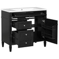36'' Bathroom Vanity With Top Sink, Modern Bathroom Storage Cabinet With 2 Drawers And A Tip Out Drawer, Single Sink Bathroom Vanity Black Bathroom Solid Wood Mdf