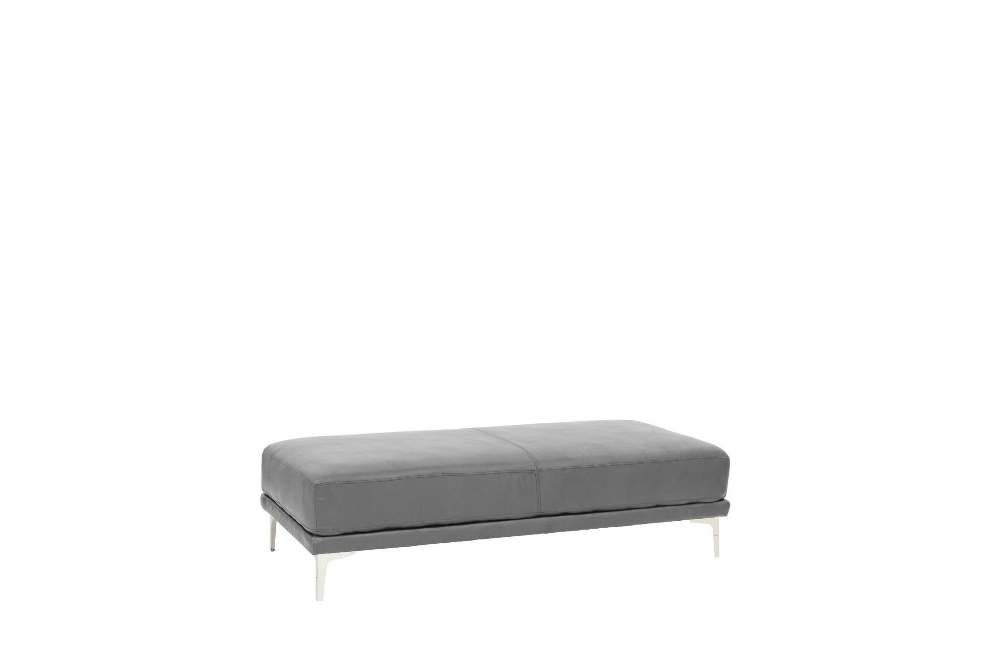 Modern Antique Gray Large Ottoman Metal Legs 1Pc Cocktail Ottoman Living Room Antique Gray Faux Leather Primary Living Space Grey Contemporary,Modern Rectangle Bonded Leather