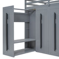 Modern Loft Bed With Two Tone Storage Stairs And Pull Out Wardrobes, Gray Twin Gray Solid Wood Mdf