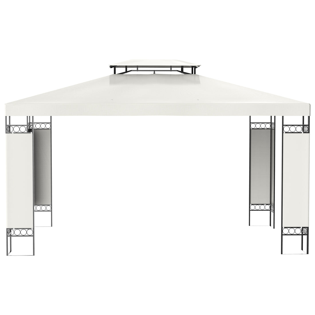 Outsunny 10' X 13' Patio Gazebo, Double Roof Outdoor Gazebo Canopy Shelter With Screen Decorate Corner Frame, For Garden, Lawn, Backyard And Deck, Cream White Cream White Steel