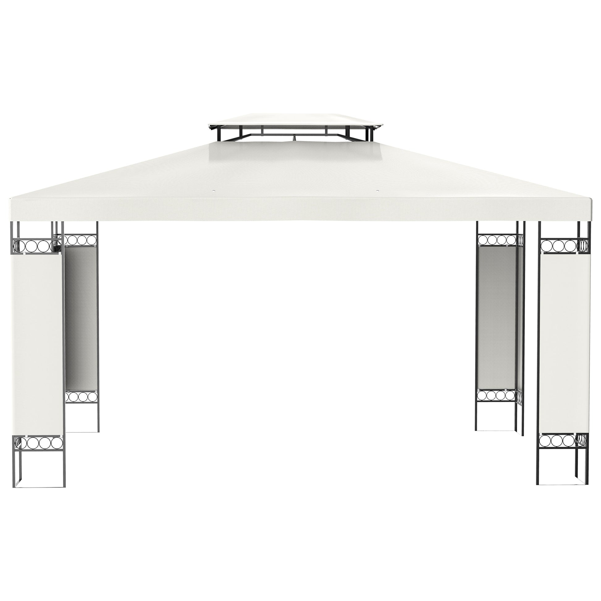 Outsunny 10' X 13' Patio Gazebo, Double Roof Outdoor Gazebo Canopy Shelter With Screen Decorate Corner Frame, For Garden, Lawn, Backyard And Deck, Cream White Cream White Steel