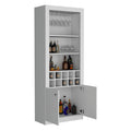 Nero 74 Inch Tall Bar Cabinet 4 Tier Modern Bar Cabinet With Glass Holder Stemware Rack, Wine Cabinet, Liquor Cabinet, 10 Bottle Cubbies And 4 Shelves. White Primary Living Space Modern Particle Board Shelves Included Engineered Wood