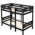 Black Twin Twin Bunk Bed With Ladder Black Bedroom Wood