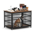 Furniture Style Dog Crate Wrought Iron Frame Door With Side Openings, Rustic Brown, 38.4''W X 27.7''D X 30.2''H. Rustic Brown Particle Board