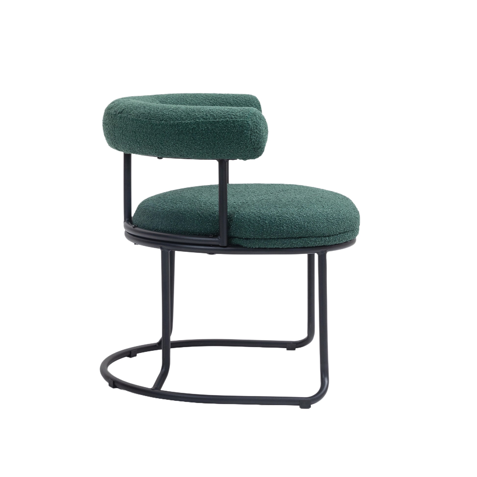 Coolmore Boucle Dining Chairs Set Of 2, Mid Century Modern Curved Backrest Chair, Round Upholstered Kitchen Chairs Emerald Boucle Emerald Foam Mdf Metal