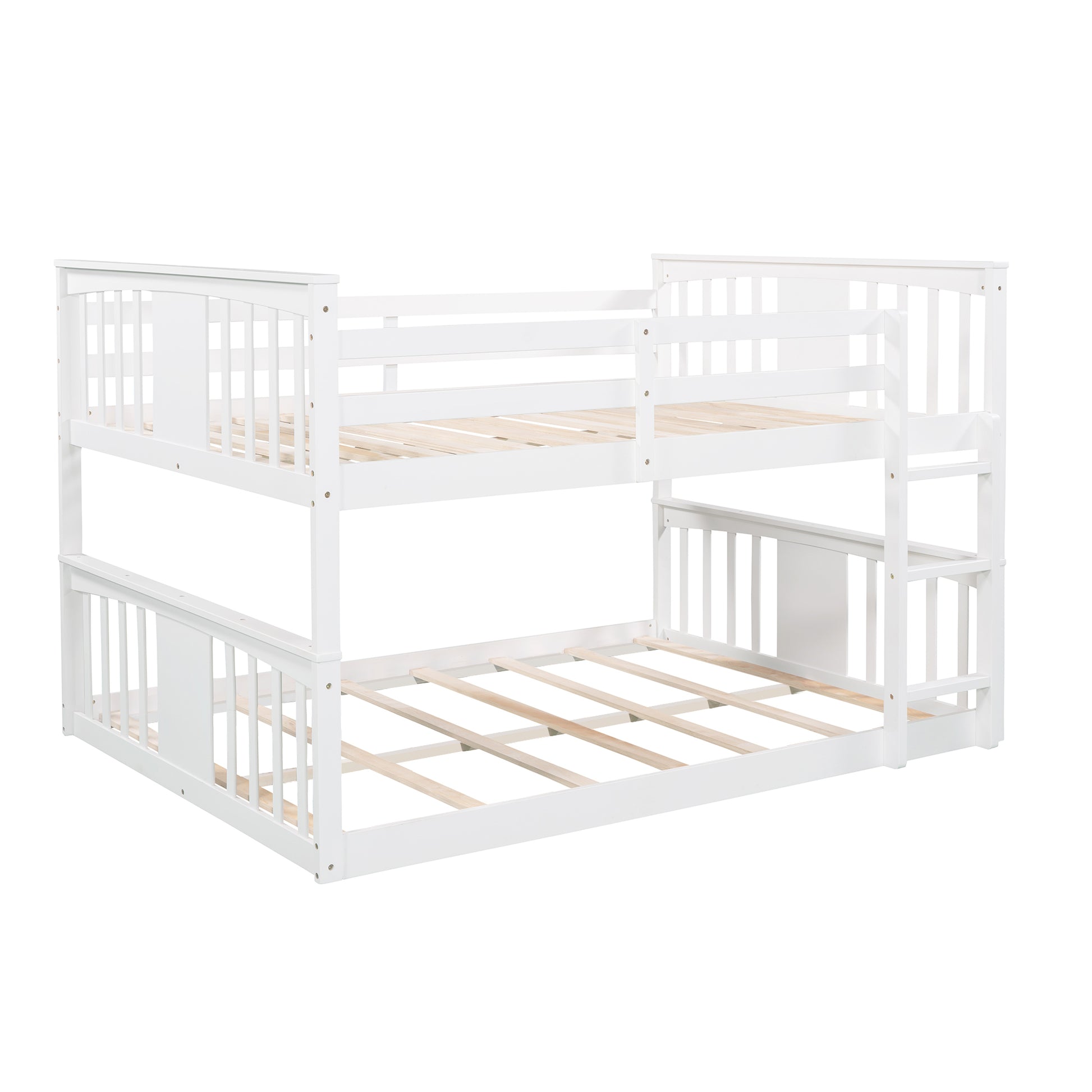 Full Over Full Bunk Bed With Ladder, White Old Sku :Lp000207Aak Full White Solid Wood