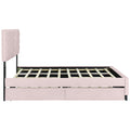 Queen Size Upholstered Platform Bed With Twill Headboard, Pullout Bed And Two Drawers, Flannel,Pink Queen Pink Mdf Lvl
