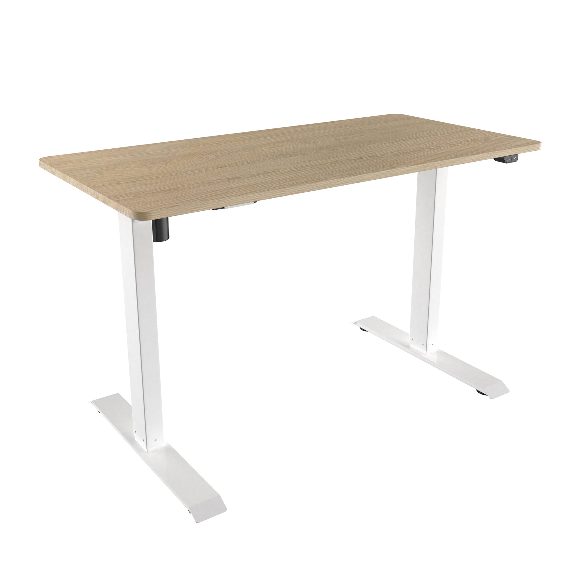 Techni Mobili Adjustable Sit To Stand Desk, Oak Oak Computer Desk Office Modern Rectangular Rectangular Steel Particle Board