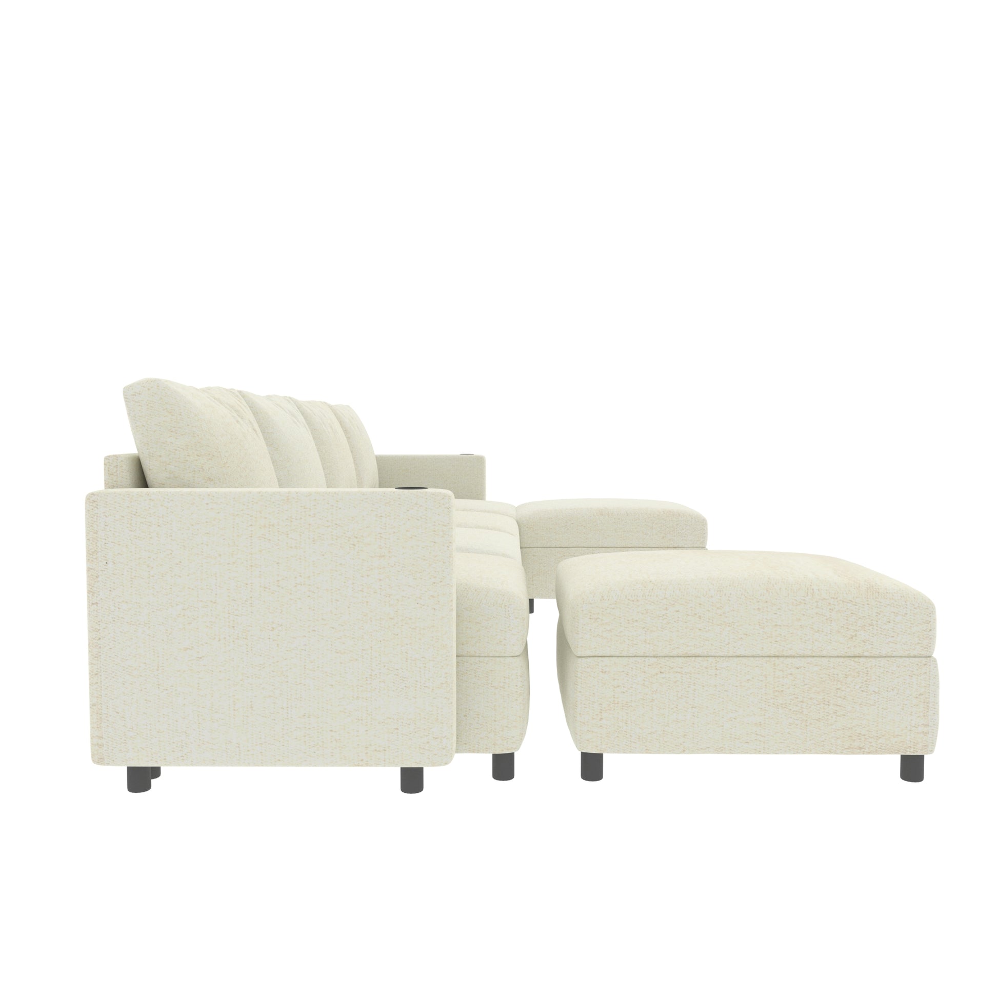 Modern Large Sectional Sofa, U Shape Modular Sectional Couch With Storage Function,123" Sofa Bed With Ottoman,6 Seat Sectionals Chaise For Living Room,Chenille Antique White Fabric 6 Seat