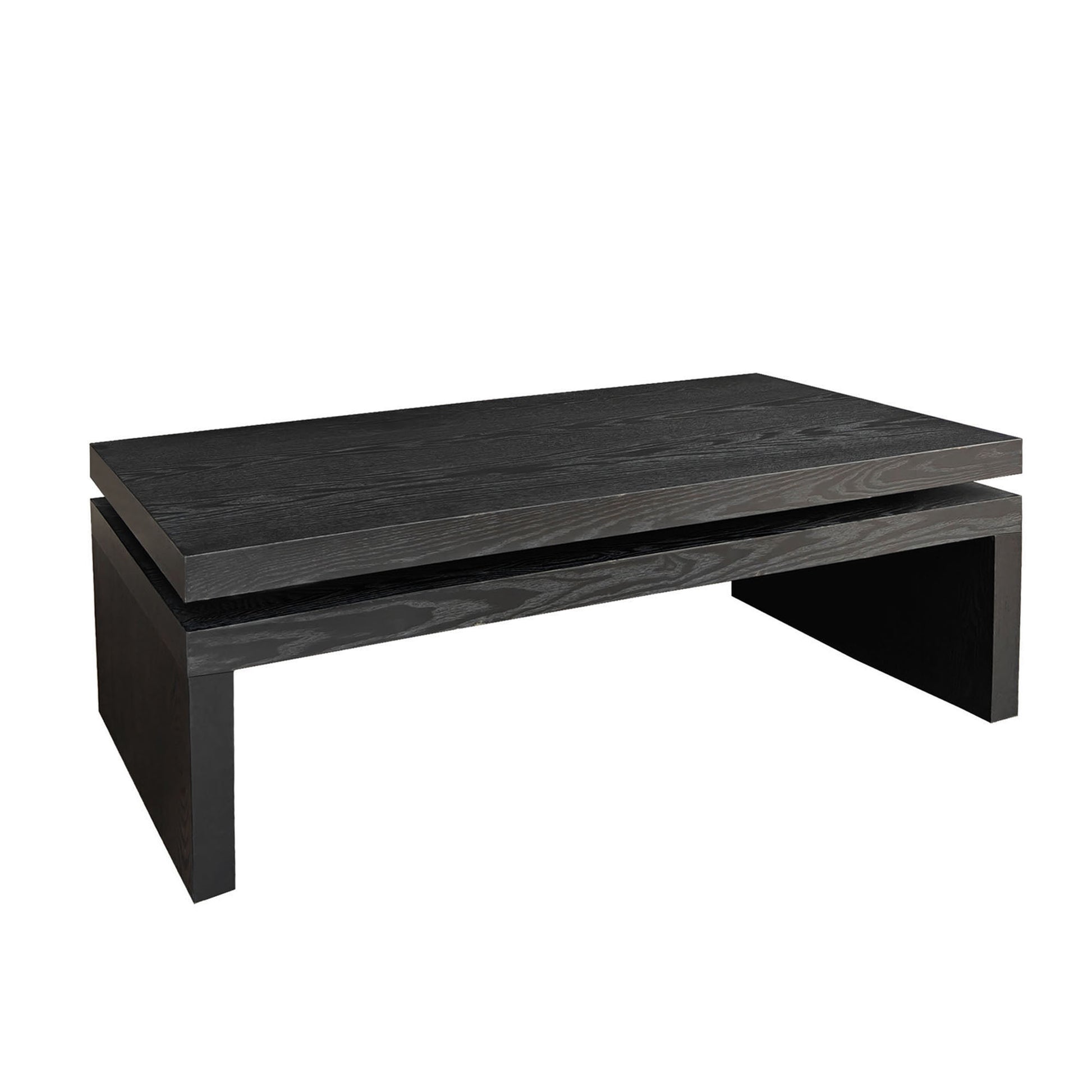 Modern Coffee Table, Black Wooden Coffee Table, Rectangle Cocktail Tea Table For Living Room, 47.6" L* 23.6" W * 16.3" H Antique Black,Black Desk Top Distressed Finish Dining Room Classic,Farmhouse,Industrial,Modern Floor Mount Ash Rectangular Coffee &