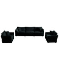Sofa Set Of 3, 1 1 3 Seats Living Room Sofa Set, Accent Chair, Loveseat, And Three Seat Sofa Modern Style Round Arms 3 Piece Sofa Set, Black Chenille Black Chenille 5 Seat