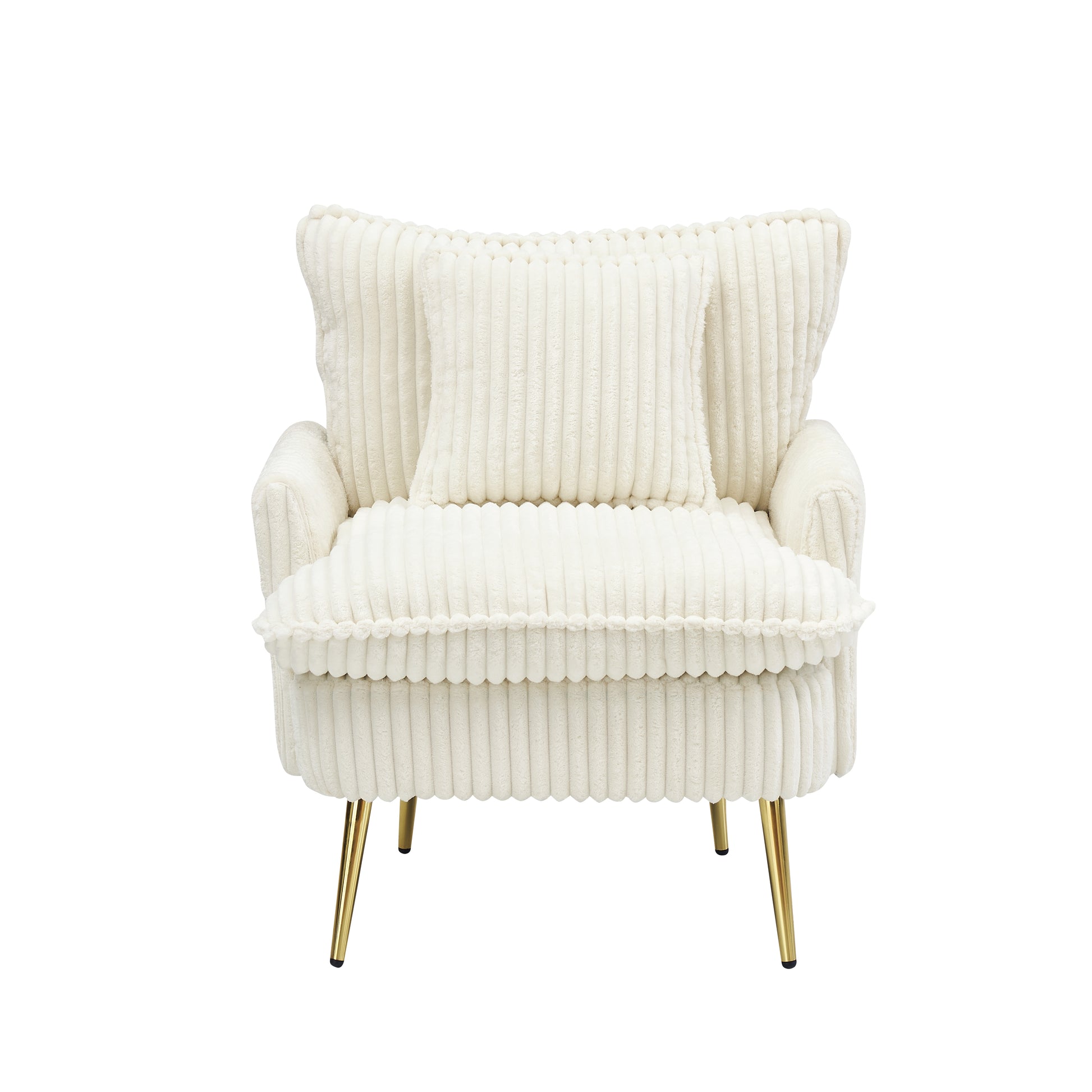 The 30 Inch Beige Corduroy Chair Comes With Metal Feet That Are Dust And Scratch Resistant And Comes With A Throw Pillow Off White Corduroy