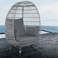 Large Outdoor Egg Chair, Indoor Patio Wicker Basket Chair With Cushion, Rattan Egg Chairs For Bedroom, Outside, Balcony,Grey Grey Pe Rattan Iron